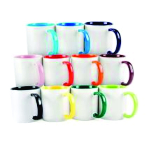 Caneca cerâmica com alça e interior colorido 300ml-E0071